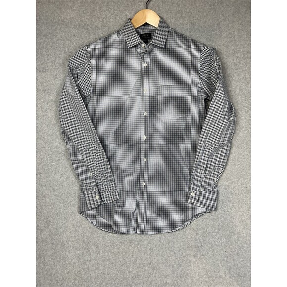 J Crew Thompson Button Up Shirt Mens Size Medium White Blue Beige Check EUC - Picture 1 of 10